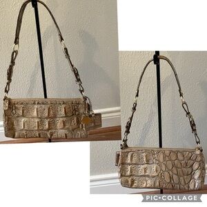 Brahmin For Dillard's Stone Colored Croc Leather Rectangle Shoulder Handbag
